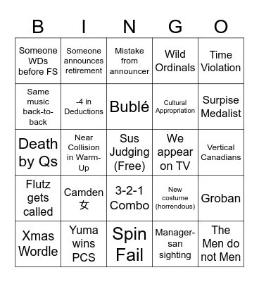 Men's FS 2024 Worlds Bingo Card