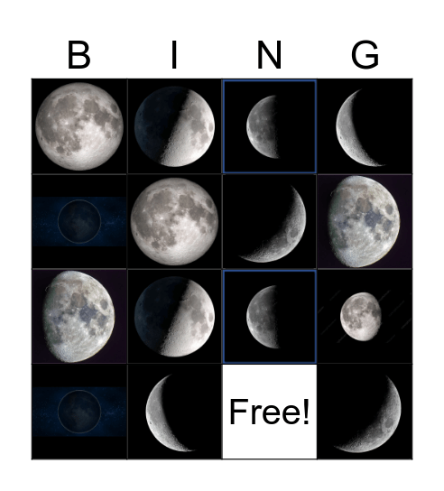 Phases of the Moon Bingo Card