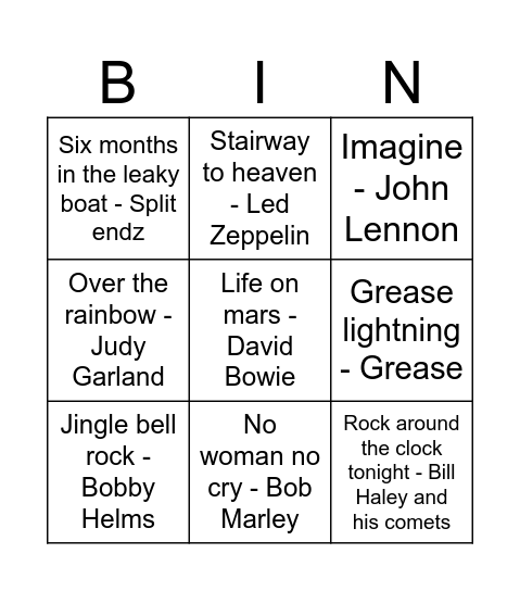 Quickfire Jingo Round #2 Bingo Card