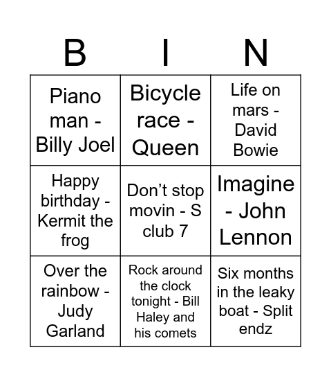 Quickfire Jingo Round #2 Bingo Card