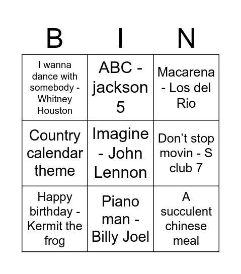 Quickfire Jingo Round #2 Bingo Card