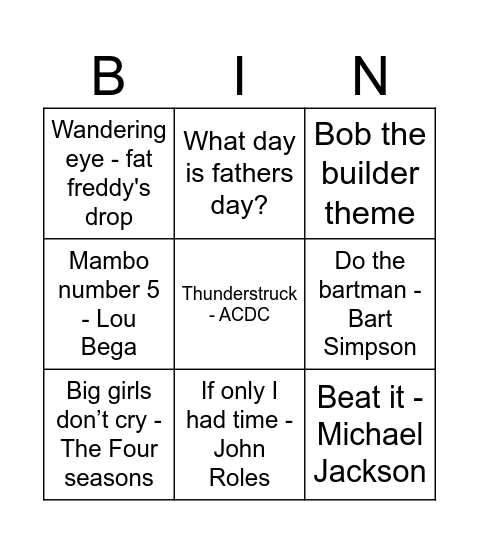 Quickfire Jingo Round #3 Bingo Card