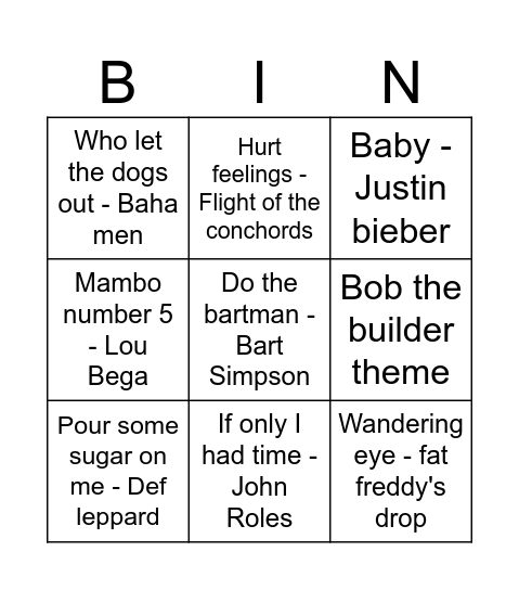 Quickfire Jingo Round #3 Bingo Card