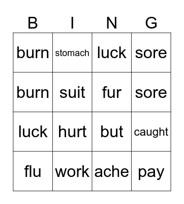 Vowels Bingo Card