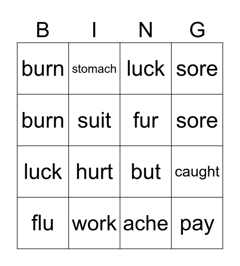 Vowels Bingo Card