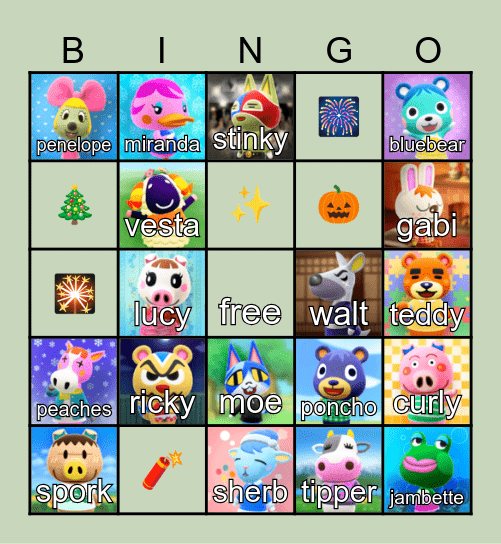 SIMSIE VILLAGER BINGO Card