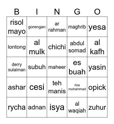 yesamine Bingo Card