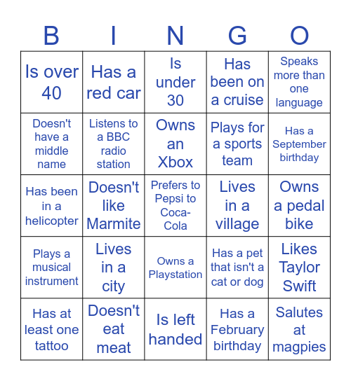 D&I Bingo - Find Someone Who... Bingo Card