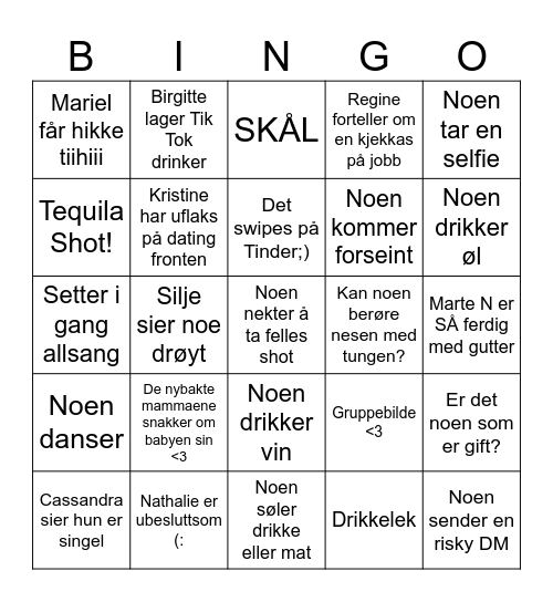 NyttÅRsbord Bingo Card