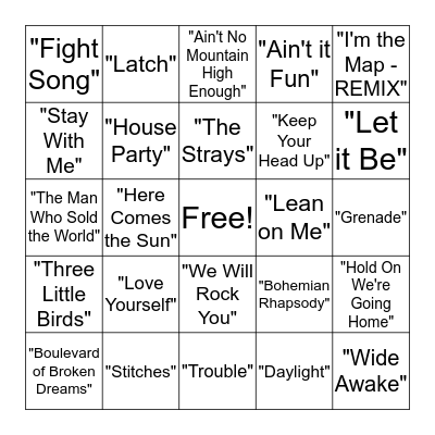 Musical Bingo Card