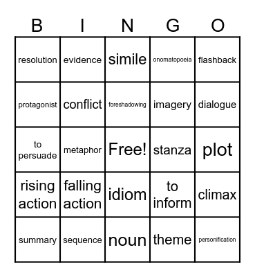 ELA Bingo Card