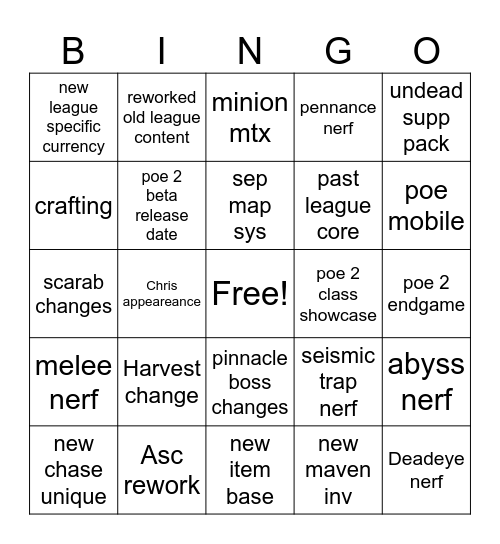 Untitled Bingo Card
