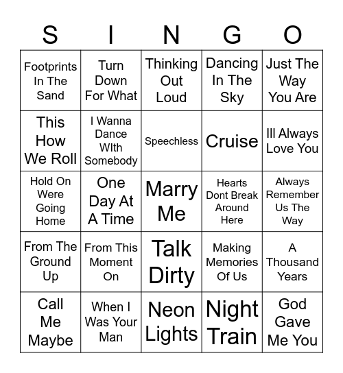 Hits Across The Decades Bingo Card