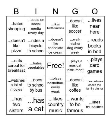 Find someone who... Bingo Card