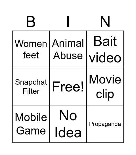 douyin Bingo Card