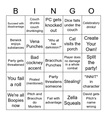 Modrin Bingo Card