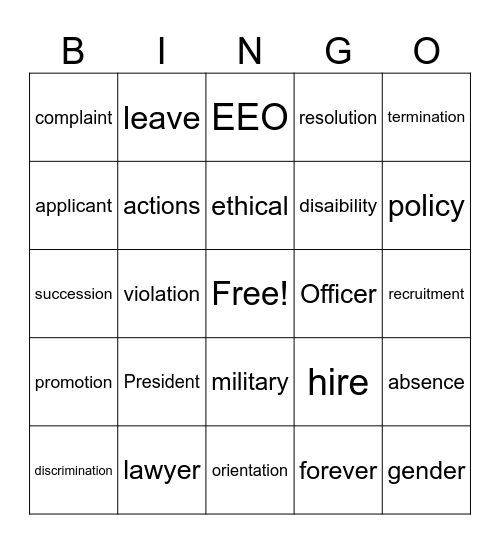 HR Bingo Card