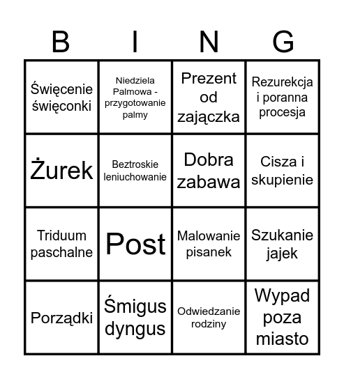 Wielkanocne tradycje Bingo Card