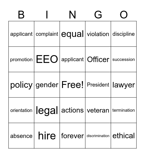 HR Bingo Card