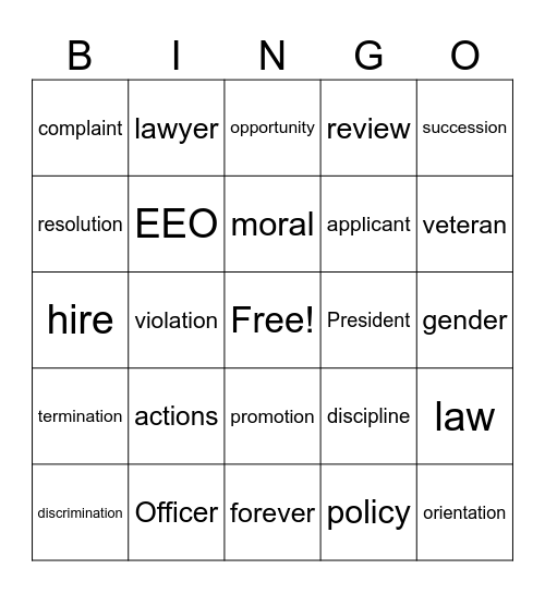 HR Bingo Card