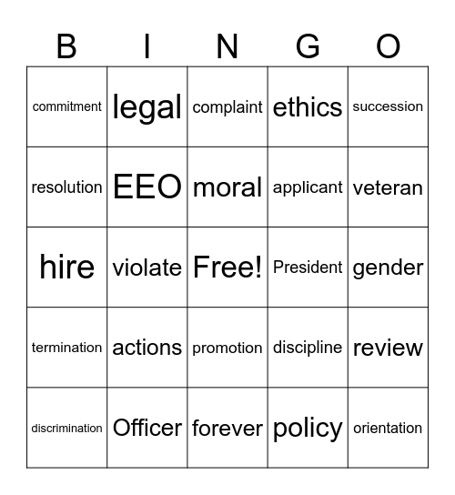 HR Bingo Card