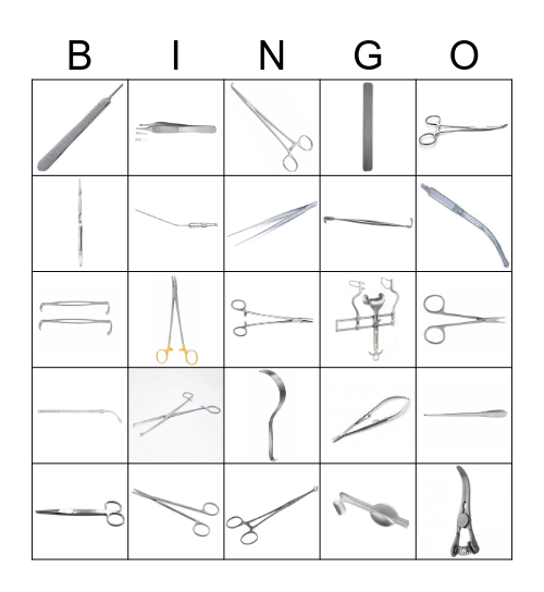 Random surgical instruments 1 Bingo Card