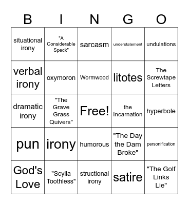 Unit IV Bingo Card
