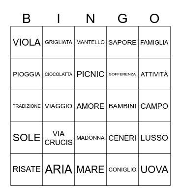 BINGO DI PASQUA Bingo Card
