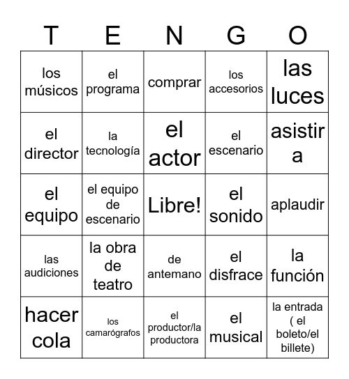 El Teatro Bingo Card