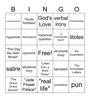Unit IV EL Bingo Card