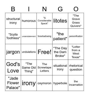 IV Bingo Card