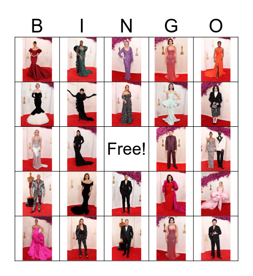 Oscar Fashion Bingo Card