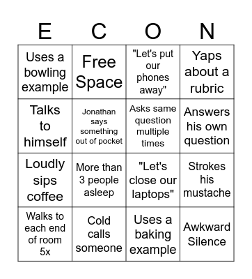Mr. Sneidman Bingo Card