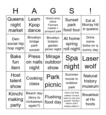 Tati & Alexa 2024 Summer Bingo Card