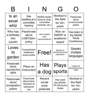 SWAD 2024 Networking Bingo Card