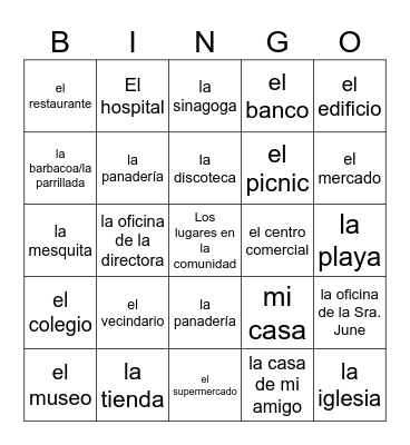 La comunidad Bingo Card