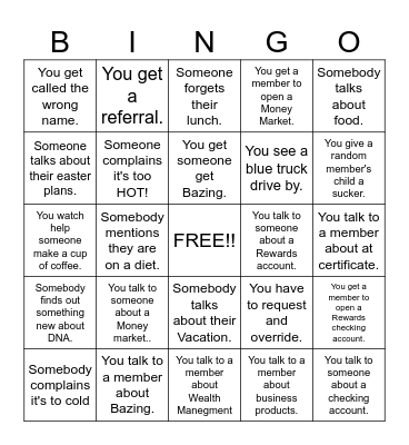 SandSprings Bingo Card