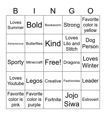 Third Girls Bingo Card