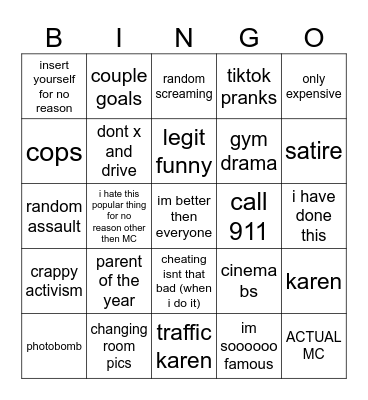 MAIN CHARACTER BINGO Card