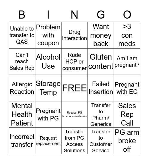 TWH Bingo Card