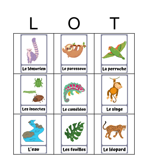 La Jungle Bingo Card