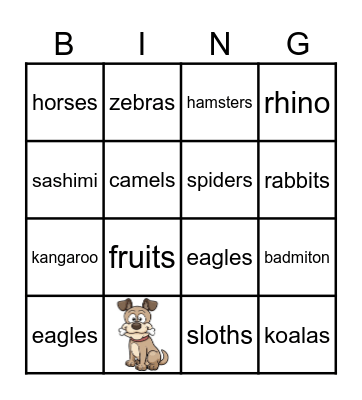 I Like~... I don't like~... Bingo Card