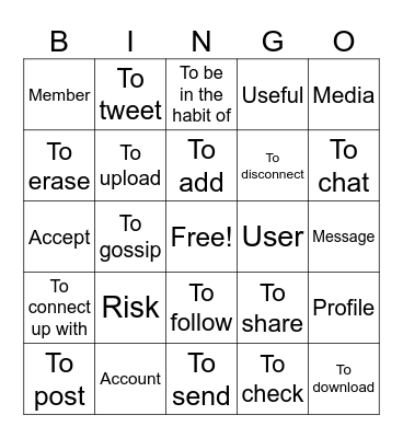 Social Media Vocab (English) Bingo Card