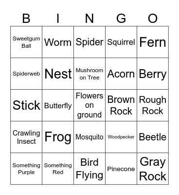 Spring Scavenger Hunt Bingo Card