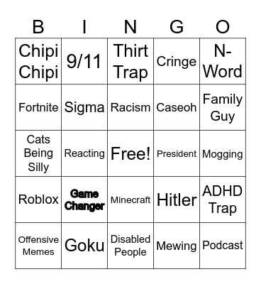 YT Shorts Bingo Card