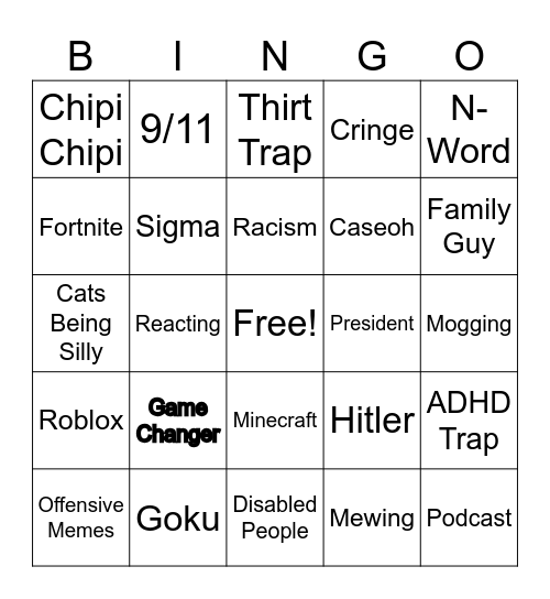 YT Shorts Bingo Card