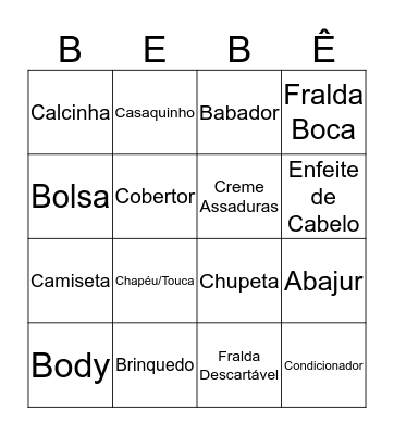 CHÁ DE BEBE DA ANA LÍVIA Bingo Card