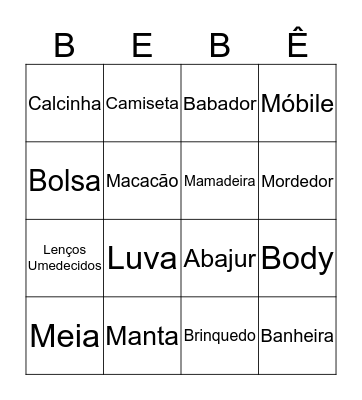 CHÁ DE BEBE DA ANA LÍVIA Bingo Card