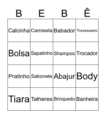 CHÁ DE BEBE DA ANA LÍVIA Bingo Card