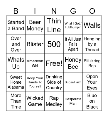 The Rough Cut ~ Band Bingo Card